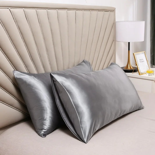 Silky Satin Pillowcase Solid Color Comfortable Pillow Cushion Cover Home Decor Sleeping Pillowcase Standard/queen/king 1PC