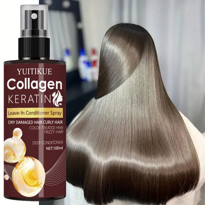 Collagen and Keratin Hair Spray  Nourishes Hair Roots, Scalp Massage, Repairs Hair, Oil-Control Hair Care Solution
