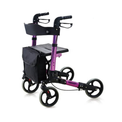 European Style Ultra Lightweight Folding Walker 4 Wheels Shopping Cart Rollator With Seat