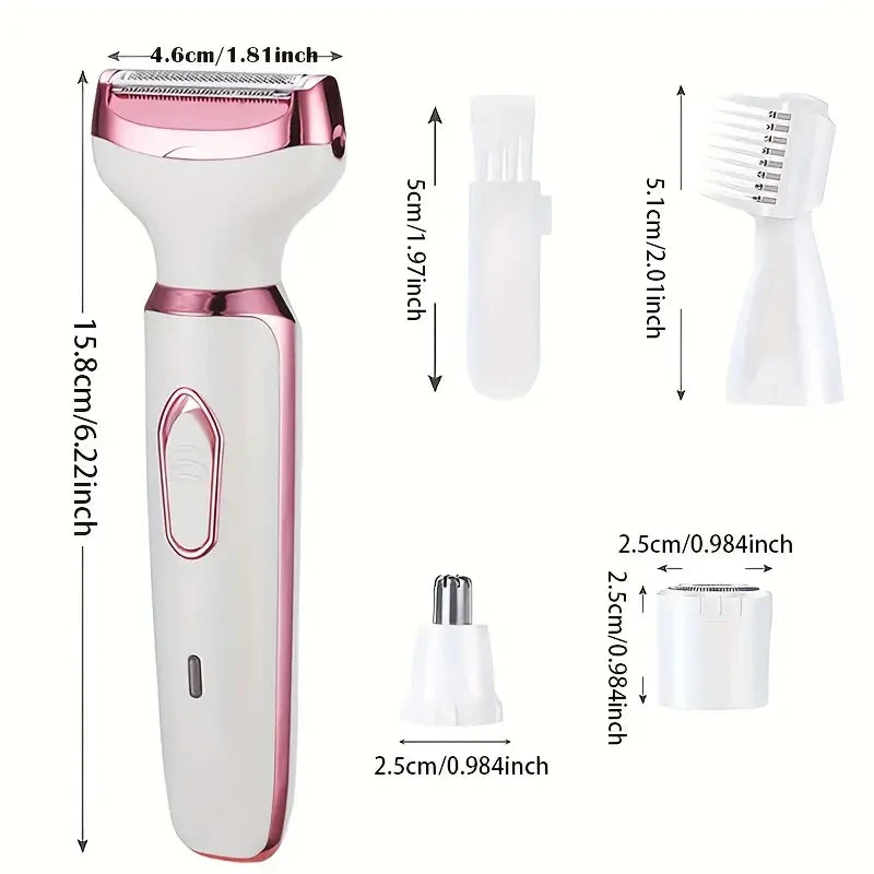 2026 New 4 in 1 Electric Razor for Women Body Hair Trimmer Armpit Bikini Arm Leg Face Mustache Portable Painless Shaver