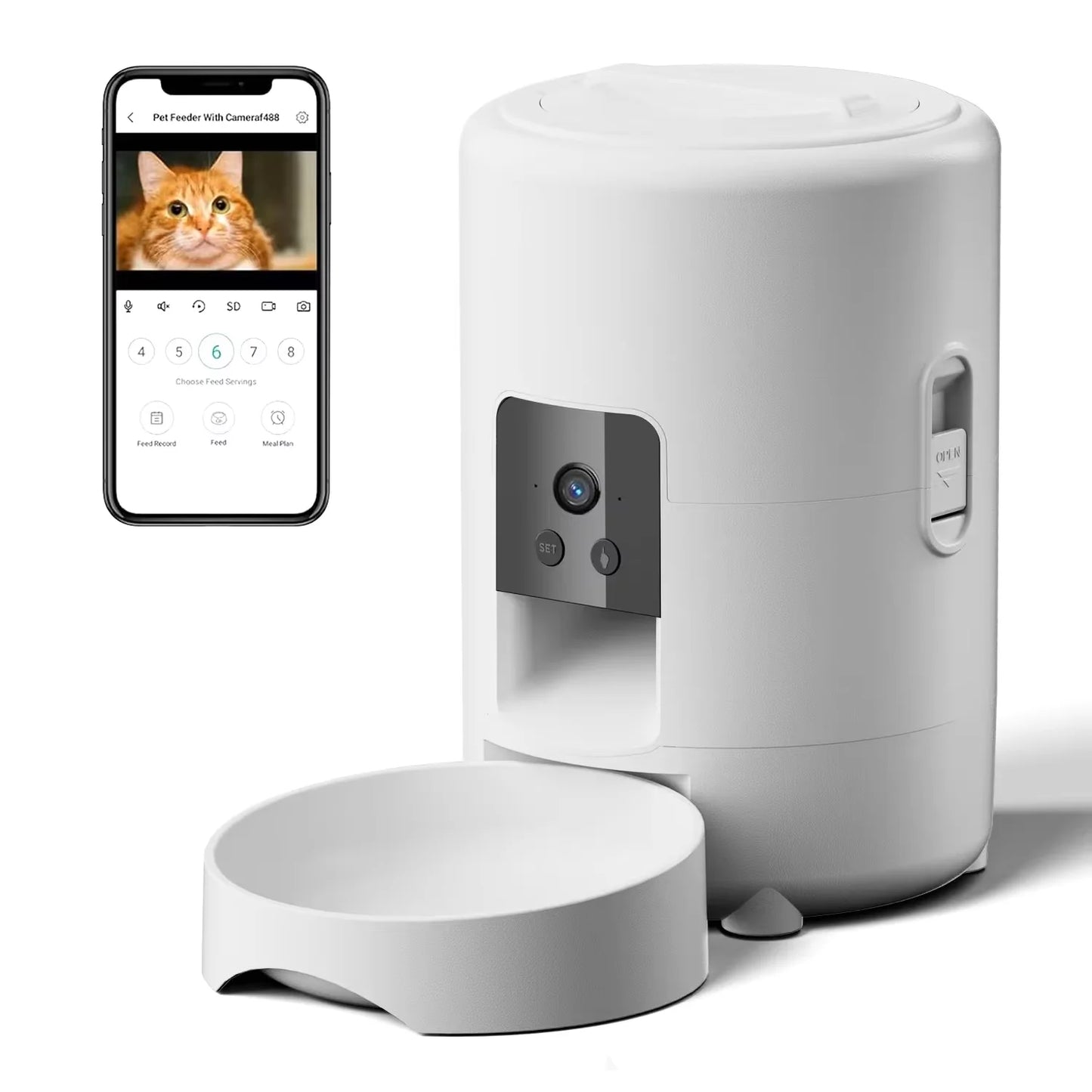 2L Pet Feeder with Camera Video Automatic Cat Feeder with WIFI Remote Control Timing Quantitative Smart Dog Food Dispenser