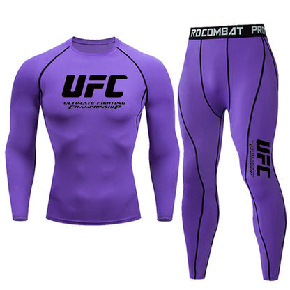 Summer Outdoor Sportswear, Sun Protection Clothing, Quick Drying Tight Fitting T-shirt Pants, Fitness Suit, UFC Printed Suit