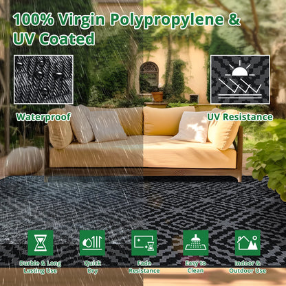 Outdoor Rug Waterproof 6x9FT Reversible Stain & UV Resistant