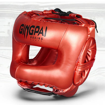 Boxing Headgear for Men Women Muay Thai MMA KickBoxing Safety Head Guard Sparring Closed Type Head gear with Full Face Coverage
