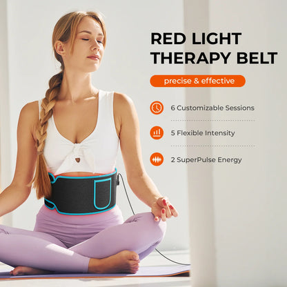 Red Light Therapy 850nm 660nm Red ＆Infrared LED Light Therapy Belt Back Pain Relief Wrap Full Body Belt Back Waist Heating