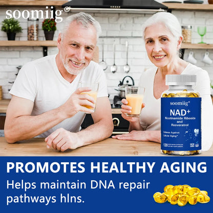 NAD Supplement, with Resveratrol - Support Cellular Health, Stamina & Healthy Aging, Promotes Blood Circulation