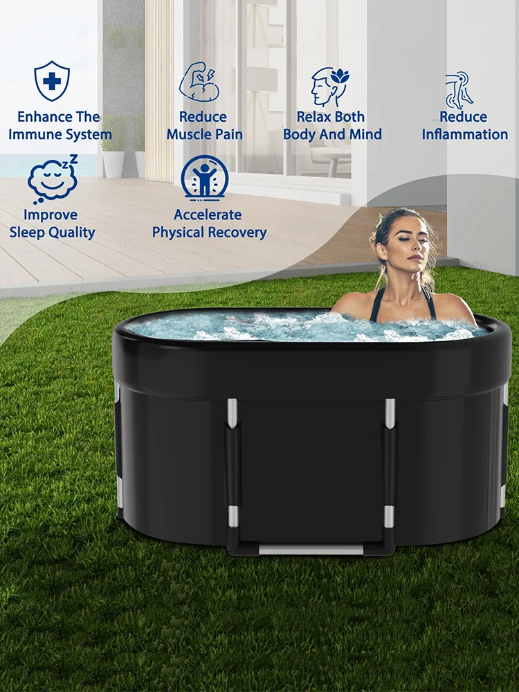 Outdoor cold water bathtub,129 Gallos Portable Inflatable Ice Bathtub Foldable Bucket Athletes Cold Water Therapy Recovery Pod