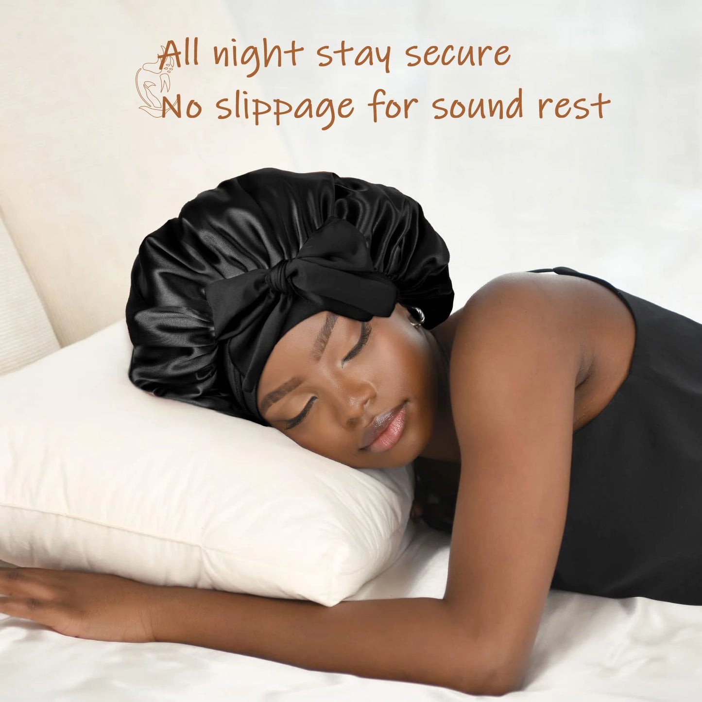 Satin Bonnet Silk Bonnet Adjustable Bonne For Sleeping Hair Bonnet With Tie Band Bonnets For Women Men