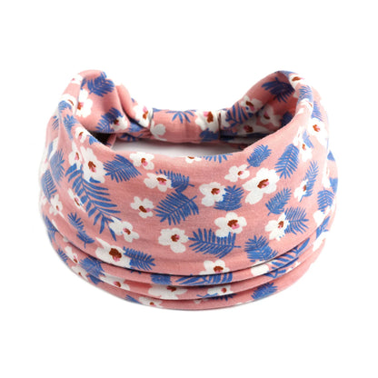 Boho Headbands Wide Knot Hair Scarf Floral Print Hairband Stretch Turban Headwrap Cotton Head Band Fashion Accessories for Women