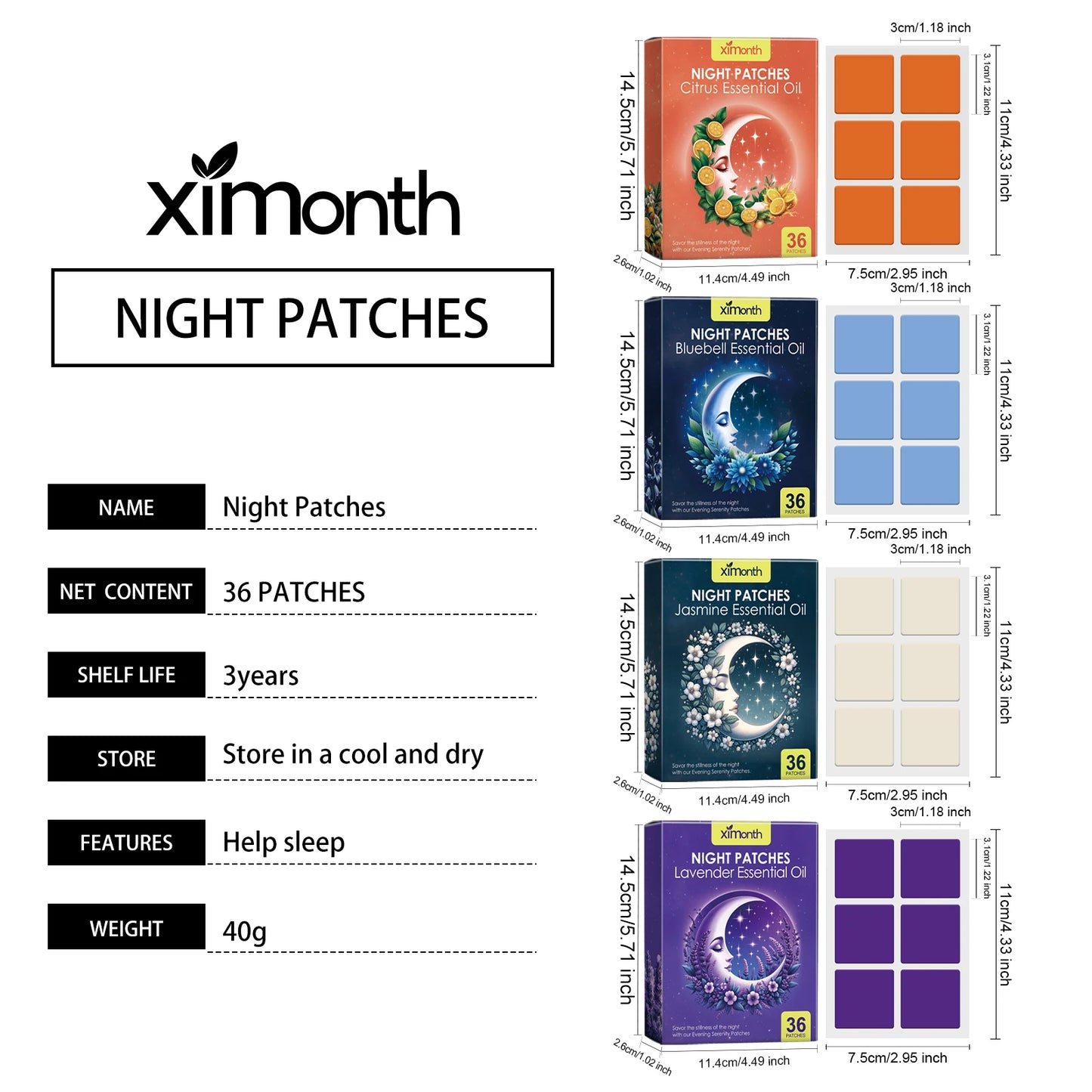 Sleep Care Patch Improves Sleep Quality Soothes Nerves Jasmine Lavender Citrus Bluebell Scent Lightweight & Portable Sleep Patch