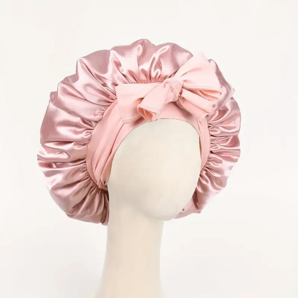 Silk Bonnet for Sleeping Women Satin Night Sleep Cap with Tie Band Scarf Wrap Hair Bonnet for Curly Hair Shower Caps  for Bath