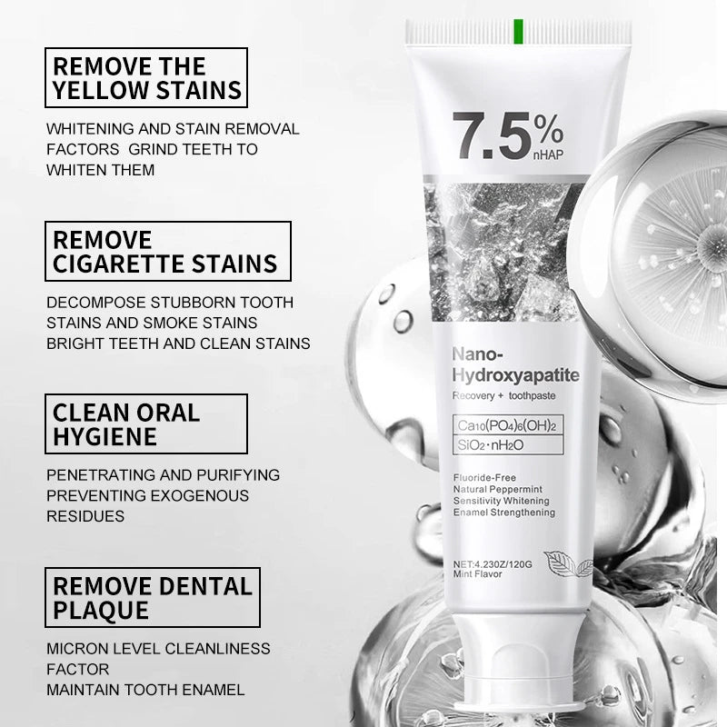 Toothpaste 7.5% Nano-hydroxyapatite Toothpaste New Oral Cleaning Toothpaste Refreshing Breath Removing Tooth Stains Adult Use