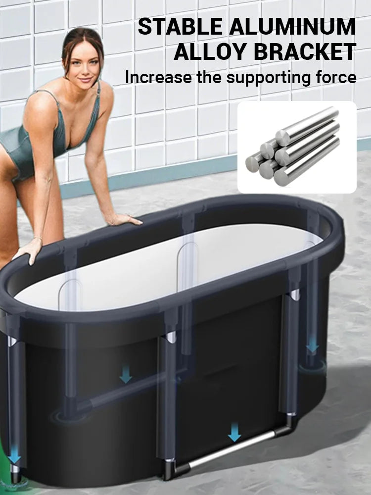 Outdoor cold water bathtub,129 Gallos Portable Inflatable Ice Bathtub Foldable Bucket Athletes Cold Water Therapy Recovery Pod