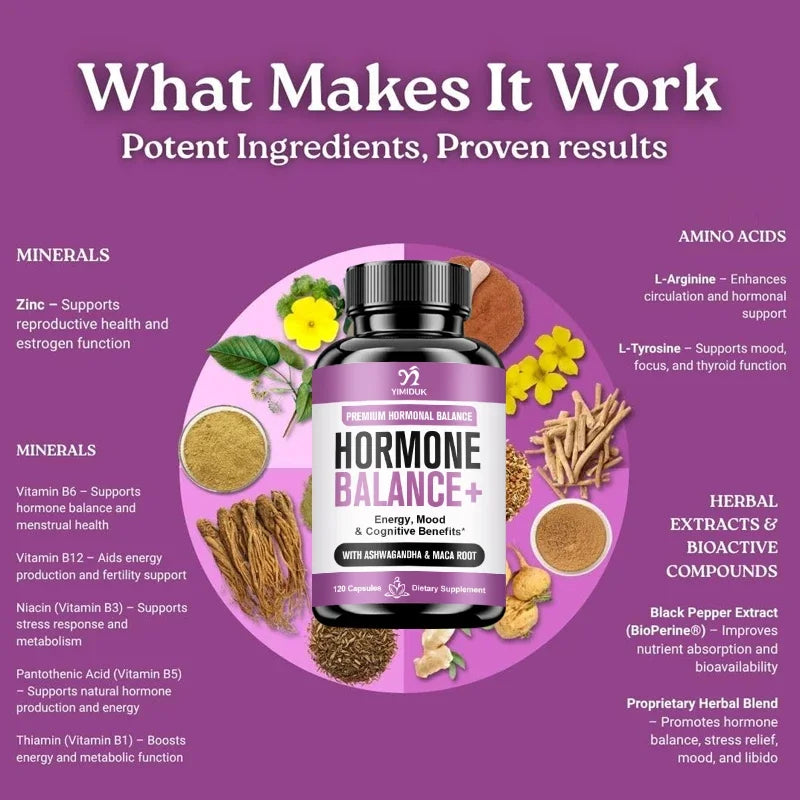 Buy 1 Get 1 Free! Hormone Balance Supplement, for Balances Estrogen, Stress Relief, Boosts Energy & Mood, Metabolism, Vegan