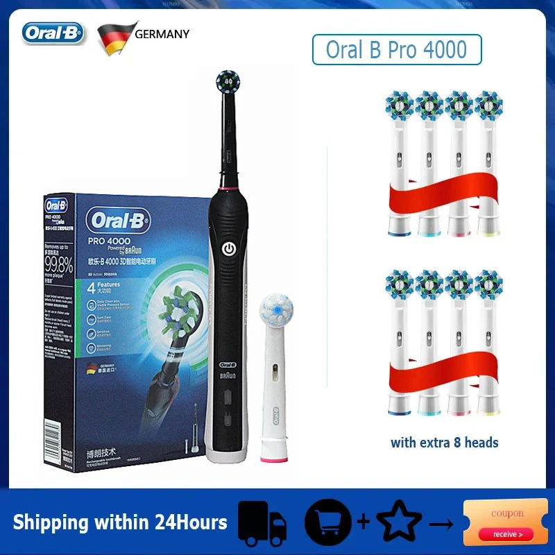 Oral B Electric Sonic Toothbrushes 3D Rotation Teeth Daily Whitening Gum Care Smart Pressure Sensor Rechargeable Waterproof