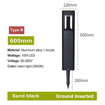 Outdoor LED Bollard Landscape Light Black Garden Pathway Lighting Fixtures Floor Lawn Lamp for Pillar Driveway Patio Yard Decora