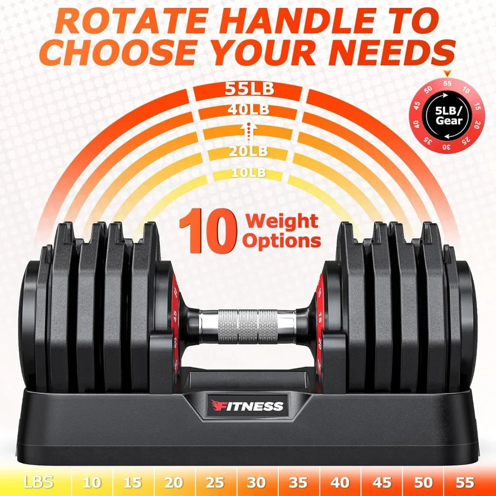 Adjustable Dumbbells Set of 2, 1 Hand Adjustable Weights Dumbbells Set, 5 in 1/10 in 1 Free Dumbbell with Anti-Slip, Customized