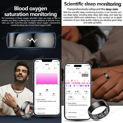 New ECG Smart Ring Heart Rate Blood Pressure Oxygen Body Temperature Sleep Monitoring Rings Waterproof Fitness Sports smartring