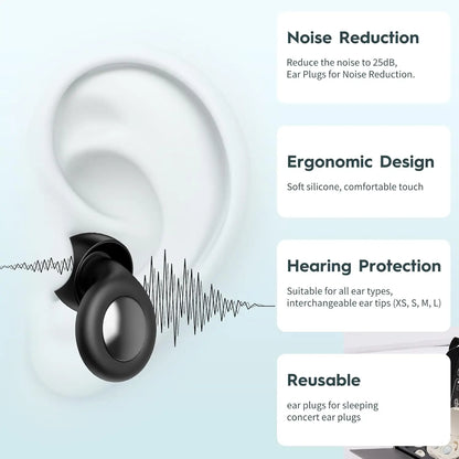 Eayburst Ear Plugs for Sleeping Noise Cancelling Silicone EarPlugs for Concerts Traveling Studying Focus Reusable Ear Protection