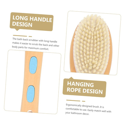 Dry Skin Wood Body Brush Exfoliation Natural Bristle Back Brush Massager Bath Shower Back Spa Scrubber Dry Massage Brush Tools
