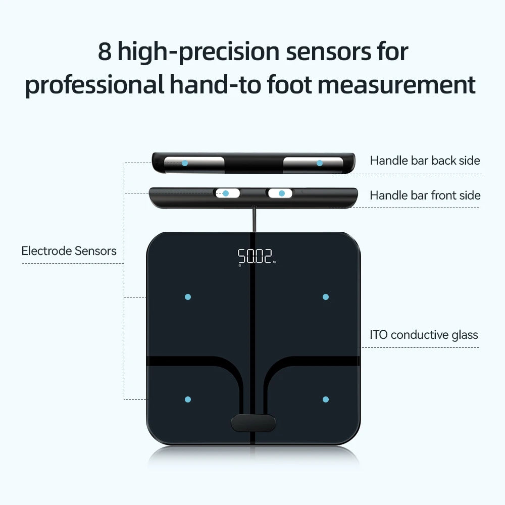 Voice Broadcast Scale Smart Body Weight Scale Body Fat Scale 8 Electrodes Bioimpedance Scale Professional Body Composition Scale