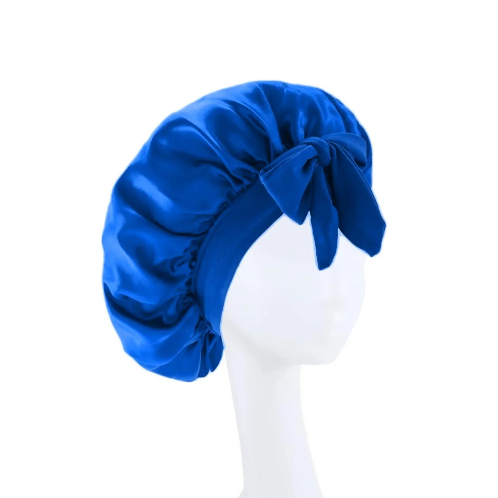 Satin Silk Hair Bonnet | Adjustable Tie Band | Sleep Bonnet for Women Men | Unisex Protective Headwear
