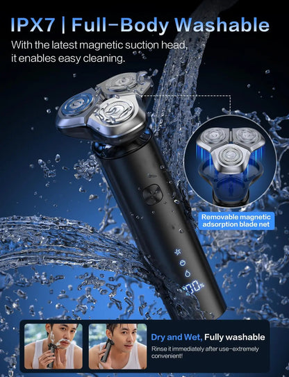 Electric Razor for Men 3 Blade Rotary Shaving Machine Touch Switch Type C Fast Charging Travel Lock Men's Electric Shaver