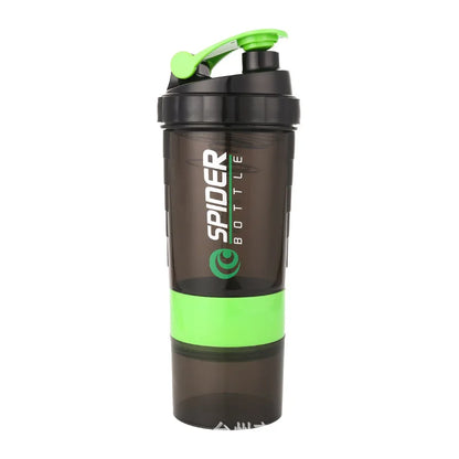 500ml Portable Protein Powder Shaker Bottle High Capacity Drinking Container with Powder Case Plastic Blender Sports Water Cup