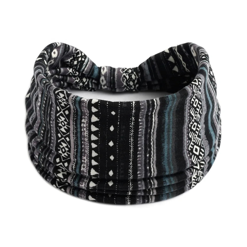 Boho Headbands Wide Knot Hair Scarf Floral Print Hairband Stretch Turban Headwrap Cotton Head Band Fashion Accessories for Women