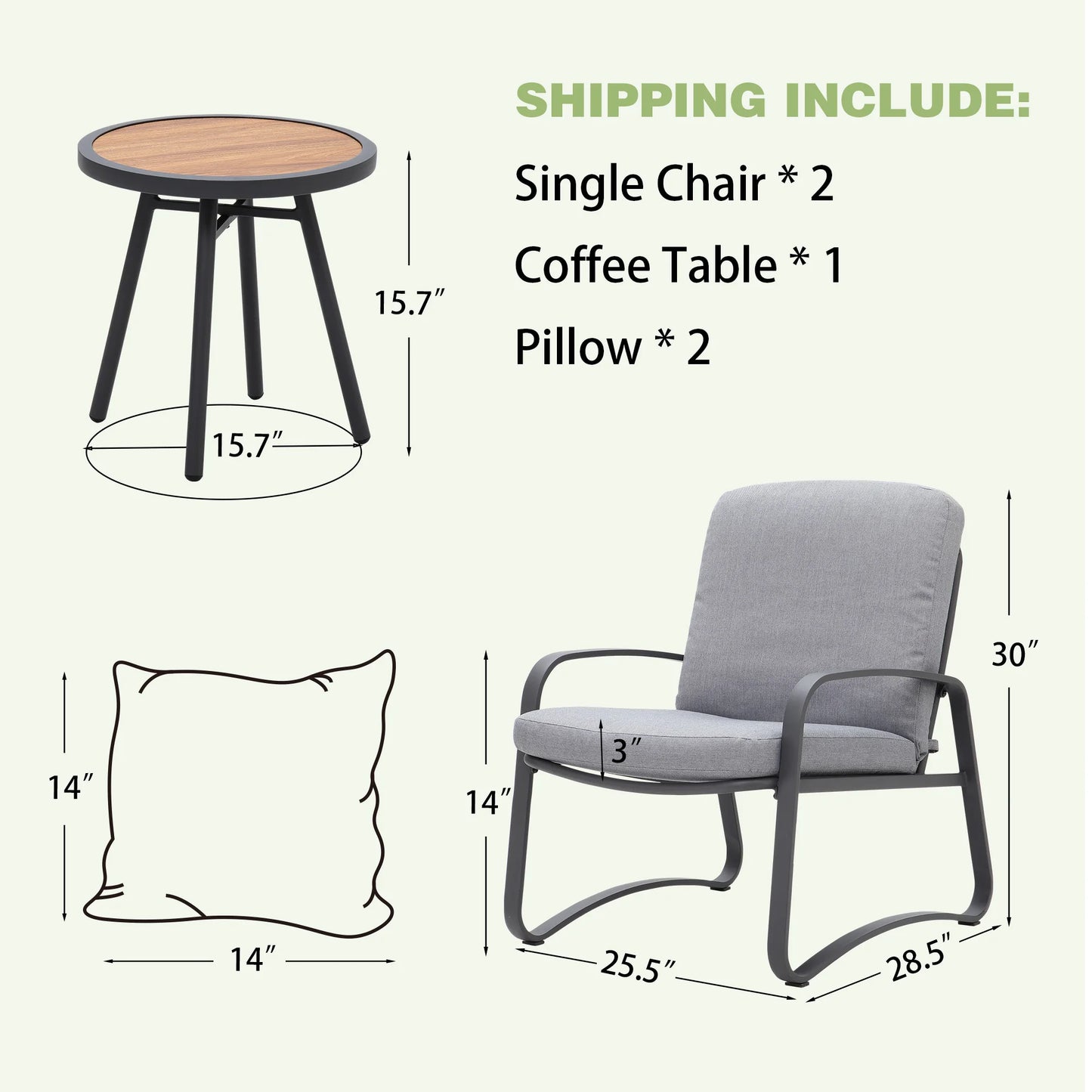 3 Piece Rocking Bistro Patio Set