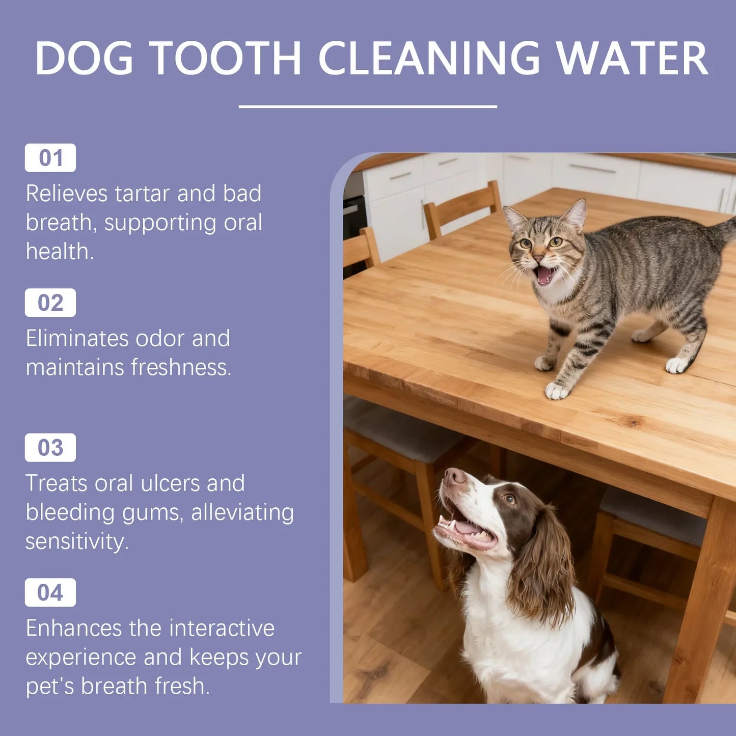 Drinkable Pet Water Additive Dental Care for Dogs Cats Natural Oral Hygiene Freshens Breath Removes Plaque Control Safe Gentle