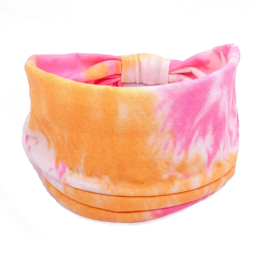 Hair Scarfs Boho for Women Girls Criss Cross Yoga Twist Headbands Sport Head Wraps Tie Dye Turban Wide Knotted Headbands
