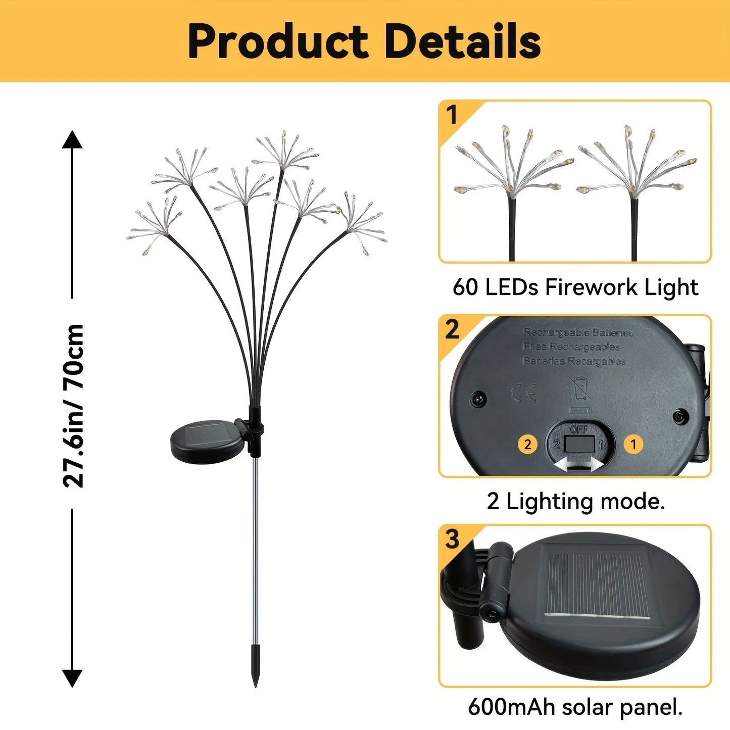 Solar Garden Lights Waterproof Solar Swaying Fairy Light Outdoor Waterproof Lamp for Yard Patio Walkway Wedding Christmas Decor