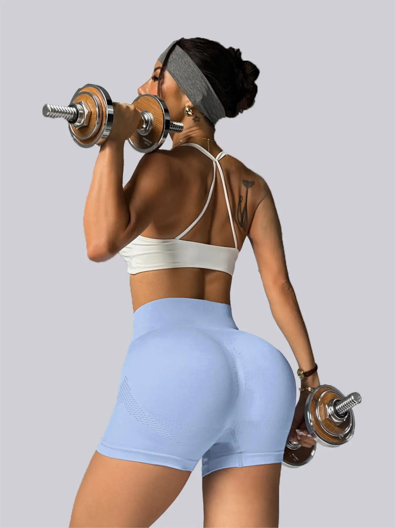 Sports yoga wear, women's shorts, yoga cycling and running fitness wear, summer yoga pants, seamless high-waisted