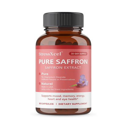 Saffron Supplements - Pure Saffron Extract Capsules - Boost Energy & Mood, Support Eye & Heart Health,Natural,GMO-Free