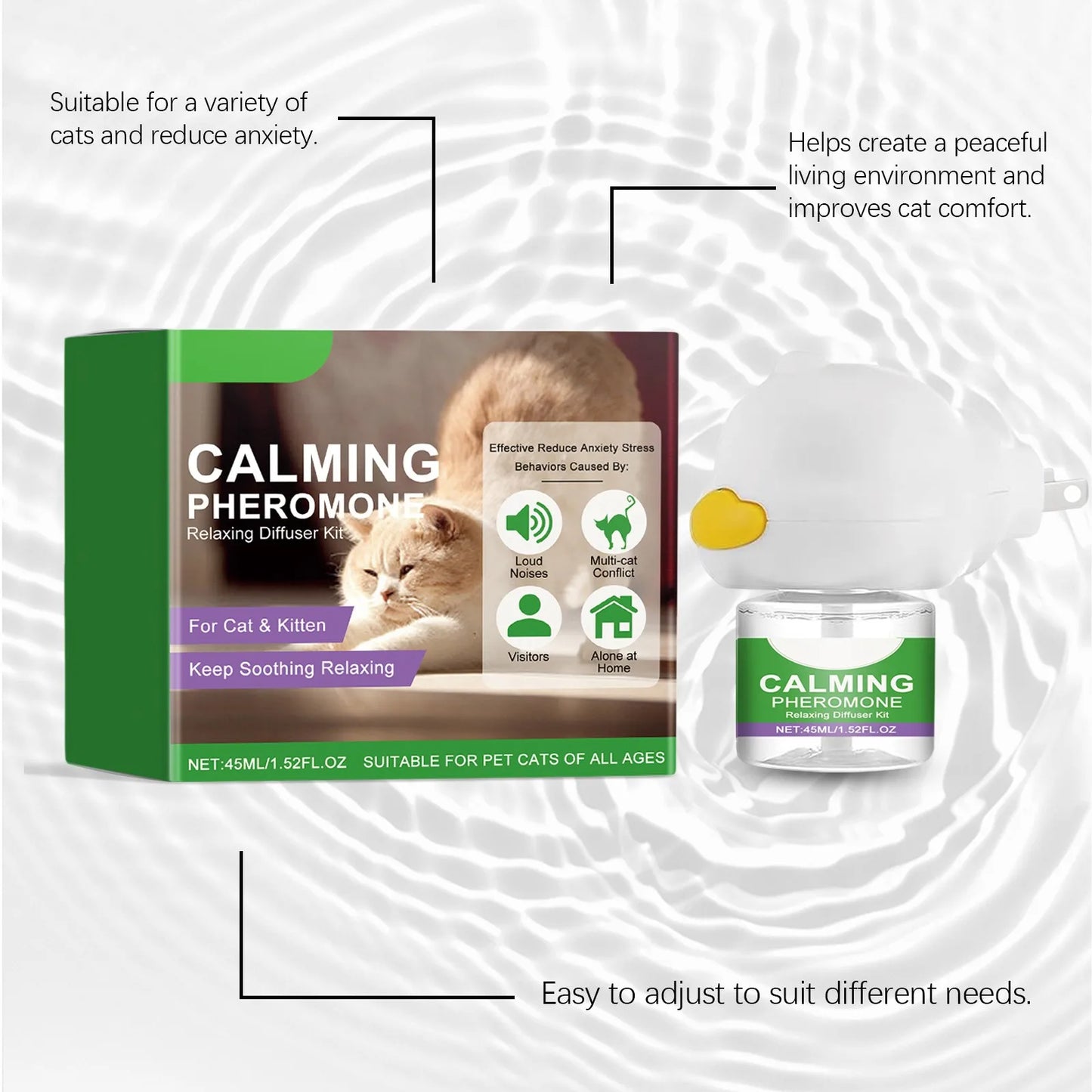 45ML Cat Pheromone Calming Diffuser Effectively Relieves Anxiety Stress Soothing Without Irritation Gentle Ingredients