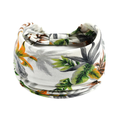 Boho Headbands Wide Knot Hair Scarf Floral Print Hairband Stretch Turban Headwrap Cotton Head Band Fashion Accessories for Women