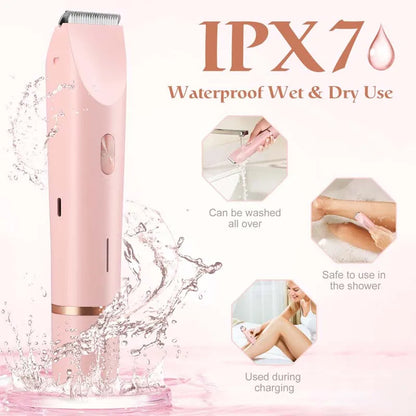 Electric Razors for Women 2 in 1 Electric Shaver for Pubic Hair Trimmer IPX7 Waterproof Wet&Dry Use Bikini Shaver for Body