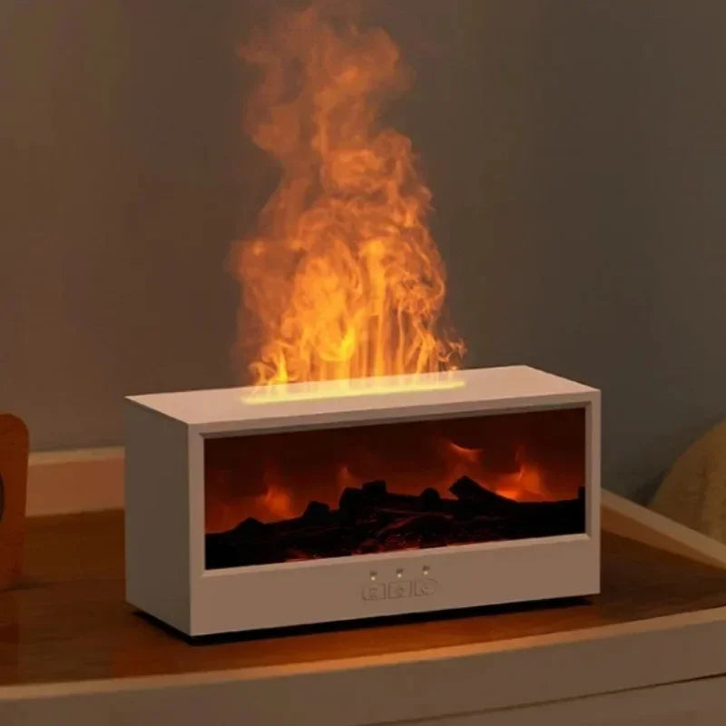 Simulated 3D flame aromatherapy machine, essential oil humidifier, color atmosphere lighting with remote control, holiday gift