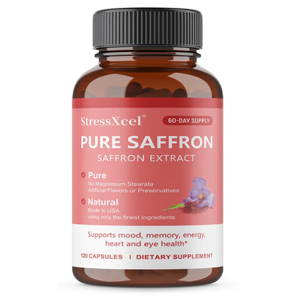 Saffron Supplements - Pure Saffron Extract Capsules - Boost Energy & Mood, Support Eye & Heart Health,Natural,GMO-Free