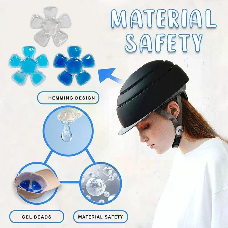Cooling Cap Liner Mat Hot & Cold Compress PVC Gel Ice Pack Cool Riding Helmet Hat Pad Head Cool Down Cold Pack For Outdoor