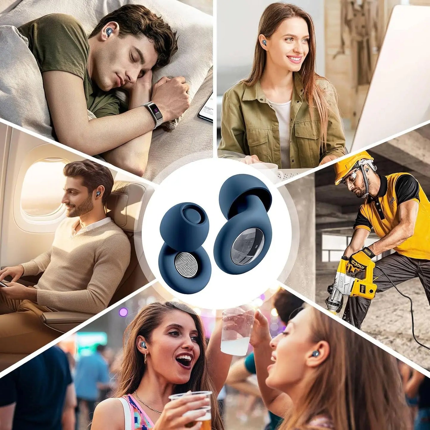 Ear Plugs for Sleeping 25dB Noise Cancelling Silicone EarPlugs for Concerts Traveling Studying Focus Reusable Ear Protection