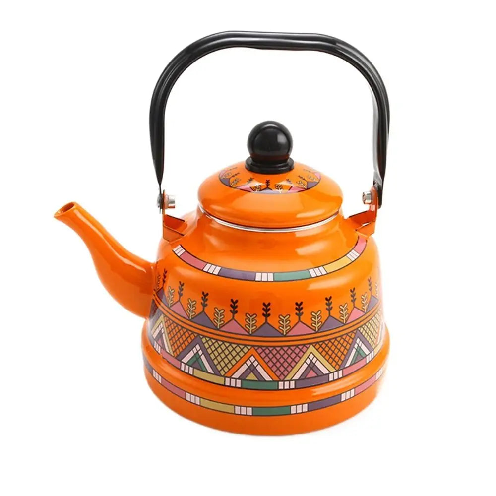Teakettle Enamel Enamel Tea Kettle European Style 2.5L Tea Pot Comfortable Handle Handmade Water Jug Restaurant