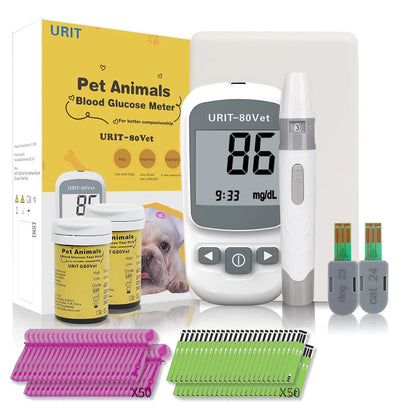 Glucose Monitoring Kit for Dogs & Cats, Pet Blood Sugar Monitor with Pain-Free & Easy Shuttle, No-Coding Kits with 50 Strips