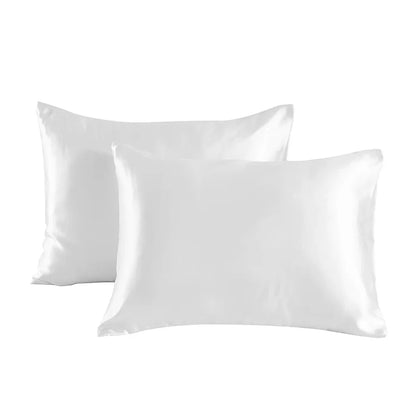 1 pair of large silk satin pillowcase simple solid color bedding household smooth multicolor satin pillowcase household