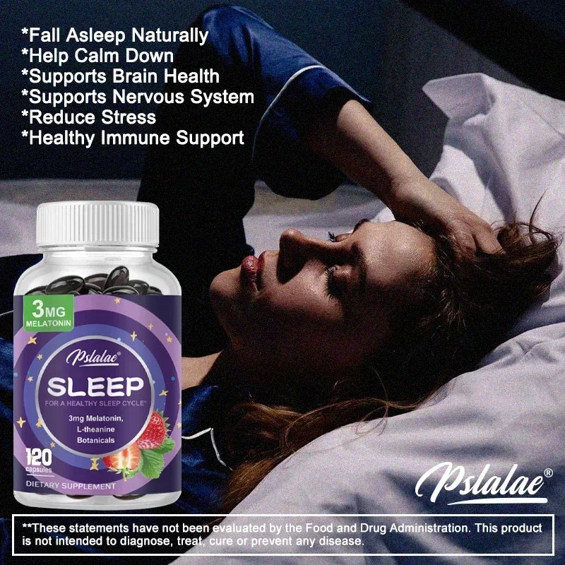 With 3 Mg Melatonin & L-Theanine Capsules, Sleep Support Helps Calm Mind and Body for Better, Longer Sleep 120 CapsulesSupplemen