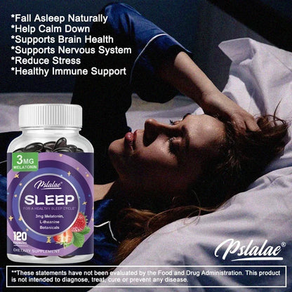 With 3 Mg Melatonin & L-Theanine Capsules, Sleep Support Helps Calm Mind and Body for Better, Longer Sleep 120 CapsulesSupplemen