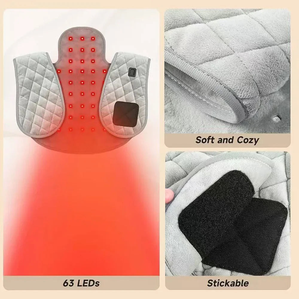 Red Light Therapy Belt LED for Shoulder, Back & Knee Pain Relief - Heating Pad with Red Light Therapy for Muscle Recovery - Cros