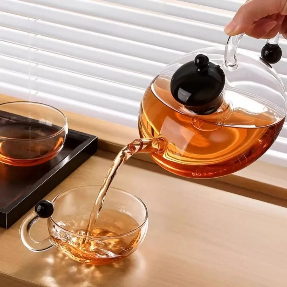 Clear Glass Teapot with Infuser Heat Resistant for Loose Leaf Tea Elegant Teaware for Home & Office Affordable Luxury Health Pot