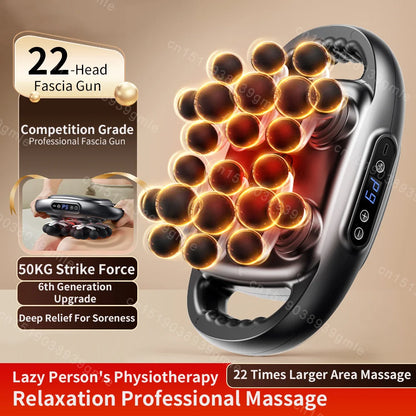 22 Heads Electric Massager High Frequency Vibration Fascia Gun Body Relax Shaping Fitness Tool Arm Leg Back Red Light Massage